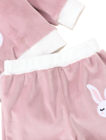 The Emerie - Baby Girl Warm Rabbit Embroidery Jacket + Vest & Pants 3‑Pcs Winter Set