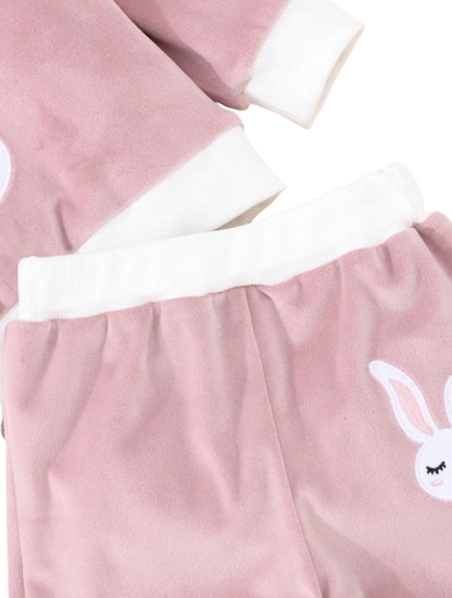 The Emerie - Baby Girl Warm Rabbit Embroidery Jacket + Vest & Pants 3‑Pcs Winter Set