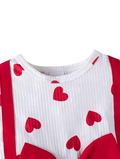 The Amaia - Baby Girl Heart Print Bow Princess Dress + Headband 2Pcs 0‑3Y Summer Party