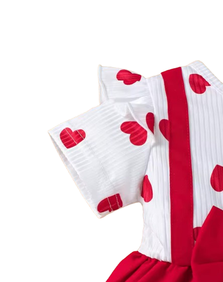 The Amaia - Baby Girl Heart Print Bow Princess Dress + Headband 2Pcs 0‑3Y Summer Party