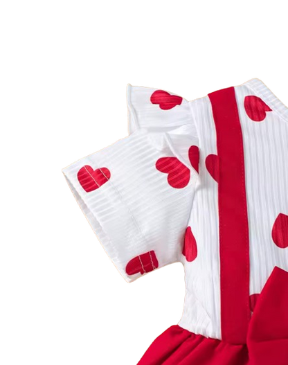 The Amaia - Baby Girl Heart Print Bow Princess Dress + Headband 2Pcs 0‑3Y Summer Party