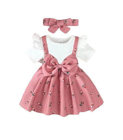 The Kamryn - Infant Baby Girl Floral Print Bow Dress + Headband 2Pcs Summer Cute Wear