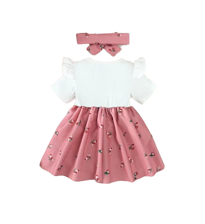 The Kamryn - Infant Baby Girl Floral Print Bow Dress + Headband 2Pcs Summer Cute Wear