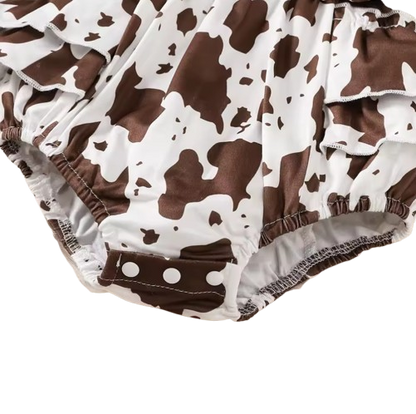 The Stephanie - Baby Girl Brown Floral Dress + Long Sleeve Bodysuit & Headband 3‑Pcs Cute Set