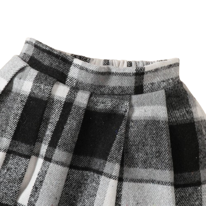 The Jacqueline - Girls College Style Top + Checkered Skirt & Mini Bag 3‑Pcs Set