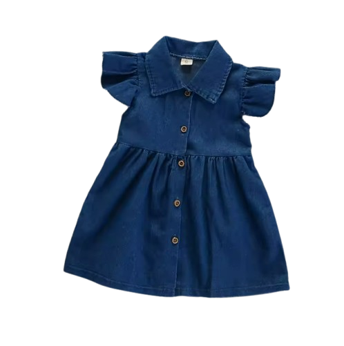 The Izabella - Toddler Baby Girl Denim Dress 1‑4 Years Summer Casual Solid Princess Wear
