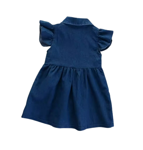 The Izabella - Toddler Baby Girl Denim Dress 1‑4 Years Summer Casual Solid Princess Wear