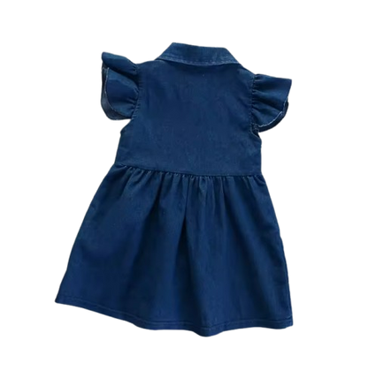 The Izabella - Toddler Baby Girl Denim Dress 1‑4 Years Summer Casual Solid Princess Wear