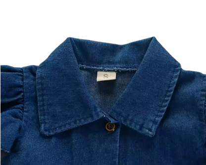 The Izabella - Toddler Baby Girl Denim Dress 1‑4 Years Summer Casual Solid Princess Wear