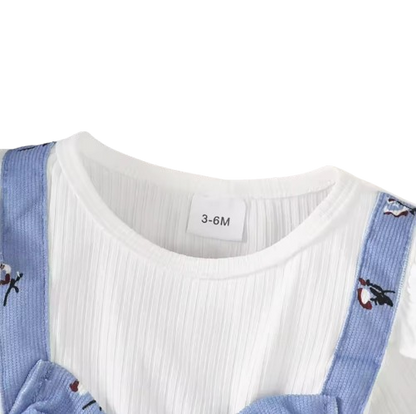 The Nadia - Cute Baby Girl Spring/Autumn Blue Bow Long Sleeve Dress