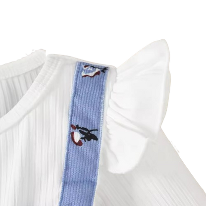 The Nadia - Cute Baby Girl Spring/Autumn Blue Bow Long Sleeve Dress