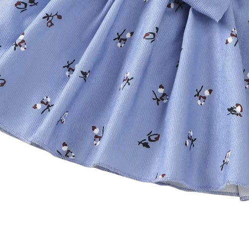 The Nadia - Cute Baby Girl Spring/Autumn Blue Bow Long Sleeve Dress