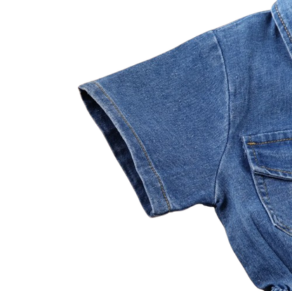 The Amalia - Toddler Baby Girl Denim Romper – Summer Short Sleeve One‑Piece Outfit