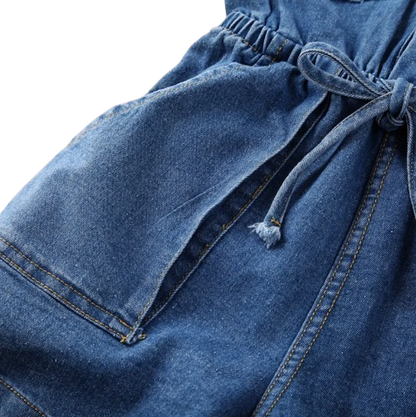 The Amalia - Toddler Baby Girl Denim Romper – Summer Short Sleeve One‑Piece Outfit