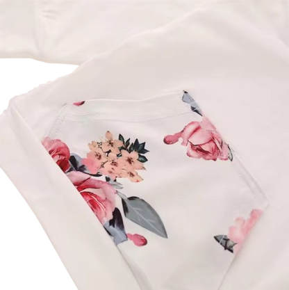 The Courtney - Toddler Baby Girl Floral Print Hooded Top Pant Set with Headband