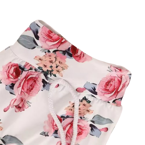 The Courtney - Toddler Baby Girl Floral Print Hooded Top Pant Set with Headband