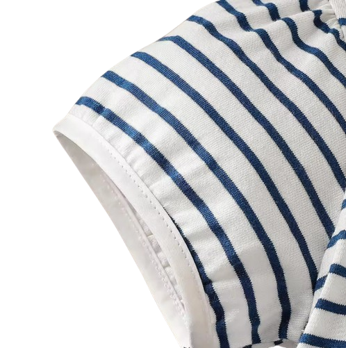 The Ivanna - Girls Navy Striped Sailor Dress with Peter Pan Collar, 2–8Y Summer Cotton