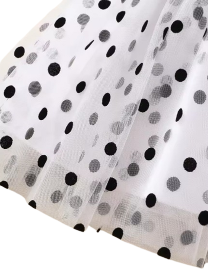 The Allie - Toddler Girls Blue Polka Dot Chiffon Dress Flying Sleeve Summer Dress