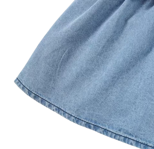 The Estelle - Baby Girl Bubble Sleeve Denim Dress with Belt Summer Birthday Outfit