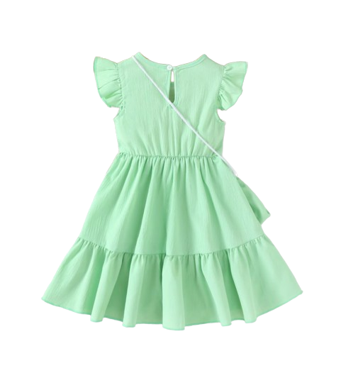 The Cali - Toddler Girls 3PCS Blue Dress with 3D Flower and Pocket Summer Outfit