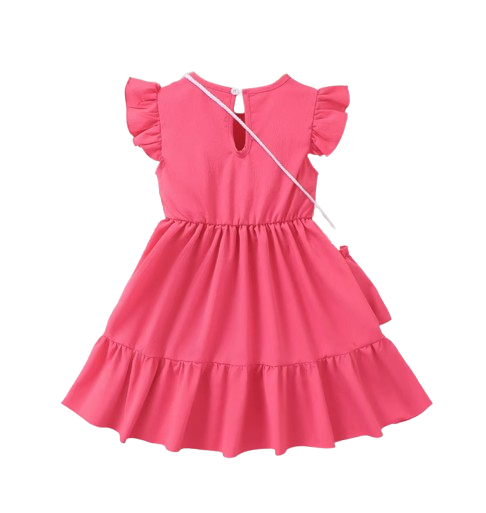 The Cali - Toddler Girls 3PCS Blue Dress with 3D Flower and Pocket Summer Outfit