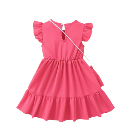 The Cali - Toddler Girls 3PCS Blue Dress with 3D Flower and Pocket Summer Outfit