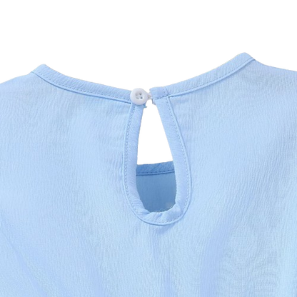 The Cali - Toddler Girls 3PCS Blue Dress with 3D Flower and Pocket Summer Outfit