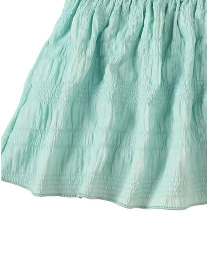 The Sevyn - Toddler Baby Girl 3PCS Outfit Ruffle Top Blue Shorts with Heart Bag