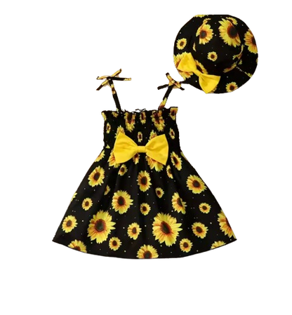 The Jimena - Toddler Girls Sunflower Printed Bow Dress Loose Spring Summer Clothing