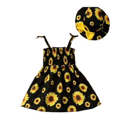 The Jimena - Toddler Girls Sunflower Printed Bow Dress Loose Spring Summer Clothing