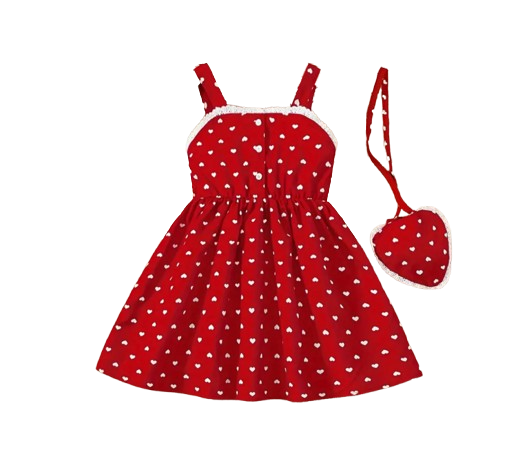 The Kyla - Toddler Girls Love Pattern Sleeveless Dress Square Neck Summer Wear