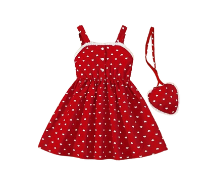 The Kyla - Toddler Girls Love Pattern Sleeveless Dress Square Neck Summer Wear