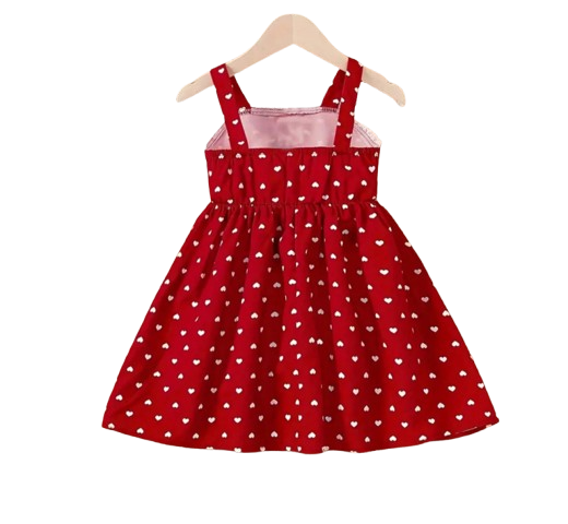 The Kyla - Toddler Girls Love Pattern Sleeveless Dress Square Neck Summer Wear