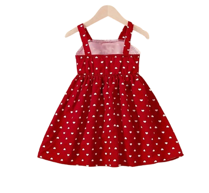 The Kyla - Toddler Girls Love Pattern Sleeveless Dress Square Neck Summer Wear