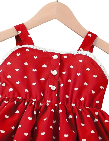 The Kyla - Toddler Girls Love Pattern Sleeveless Dress Square Neck Summer Wear