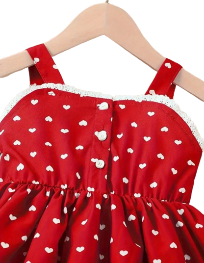 The Kyla - Toddler Girls Love Pattern Sleeveless Dress Square Neck Summer Wear