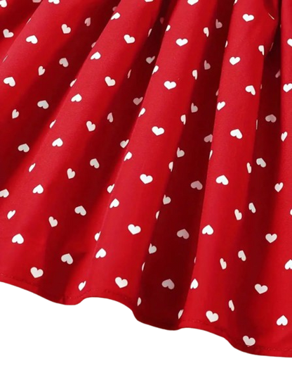 The Kyla - Toddler Girls Love Pattern Sleeveless Dress Square Neck Summer Wear