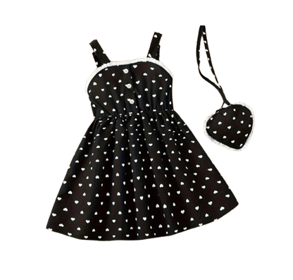 The Kyla - Toddler Girls Love Pattern Sleeveless Dress Square Neck Summer Wear