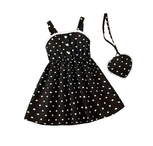The Kyla - Toddler Girls Love Pattern Sleeveless Dress Square Neck Summer Wear