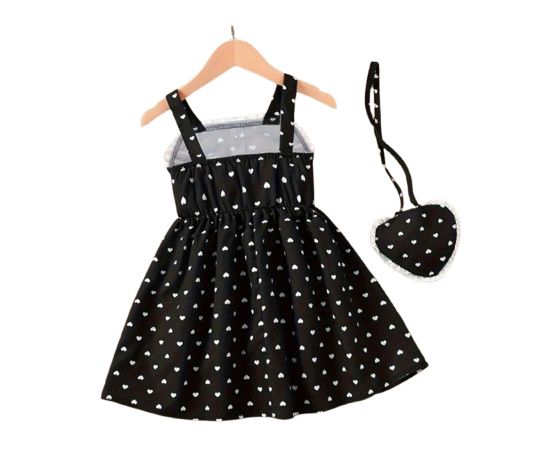 The Kyla - Toddler Girls Love Pattern Sleeveless Dress Square Neck Summer Wear