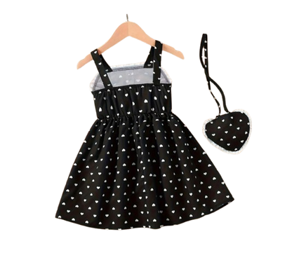 The Kyla - Toddler Girls Love Pattern Sleeveless Dress Square Neck Summer Wear