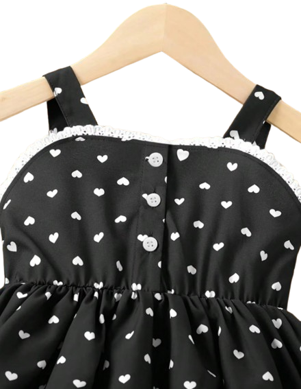 The Kyla - Toddler Girls Love Pattern Sleeveless Dress Square Neck Summer Wear