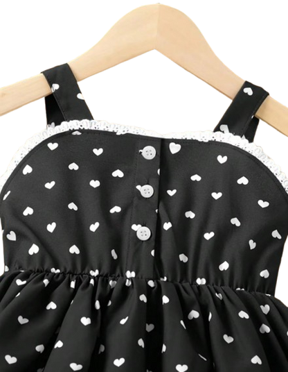 The Kyla - Toddler Girls Love Pattern Sleeveless Dress Square Neck Summer Wear
