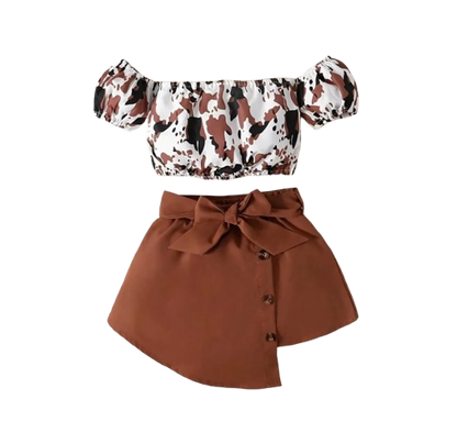 The Kailany - Toddler Girls Leopard Print Top and Solid Dress Set Casual Summer Wear