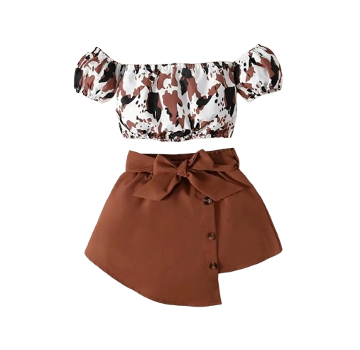 The Kailany - Toddler Girls Leopard Print Top and Solid Dress Set Casual Summer Wear