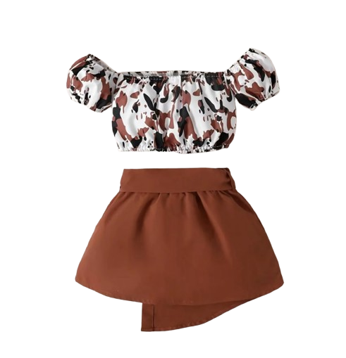 The Kailany - Toddler Girls Leopard Print Top and Solid Dress Set Casual Summer Wear