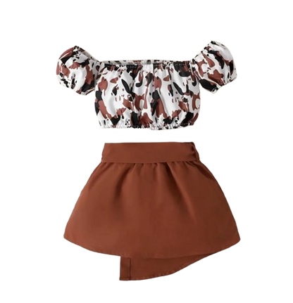 The Kailany - Toddler Girls Leopard Print Top and Solid Dress Set Casual Summer Wear