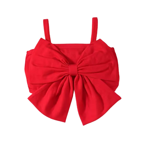 The Noemi - Baby Girl Plaid Suspender Outfit Large Bow Bell Bottoms Headband Set