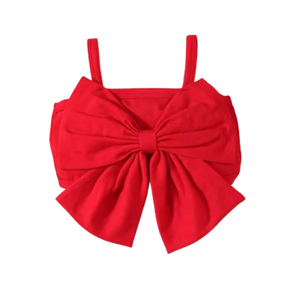 The Noemi - Baby Girl Plaid Suspender Outfit Large Bow Bell Bottoms Headband Set
