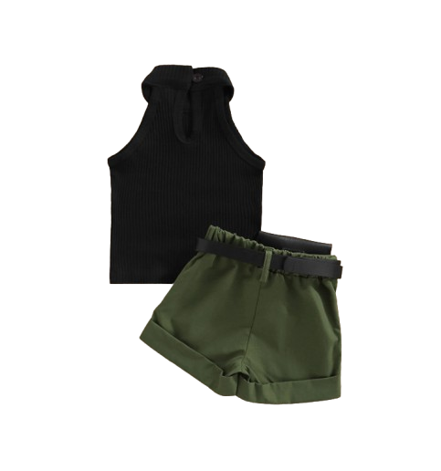 The Lylah - Toddler Baby Girl 3PCS Halter Top Shorts and Waist Bag Summer Outfit